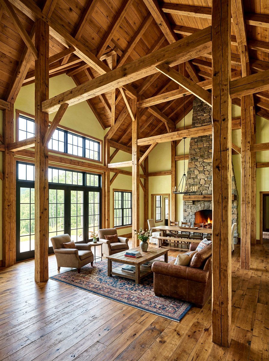 Vertical Post Wood Beams - 30 rustic beam ceiling ideas