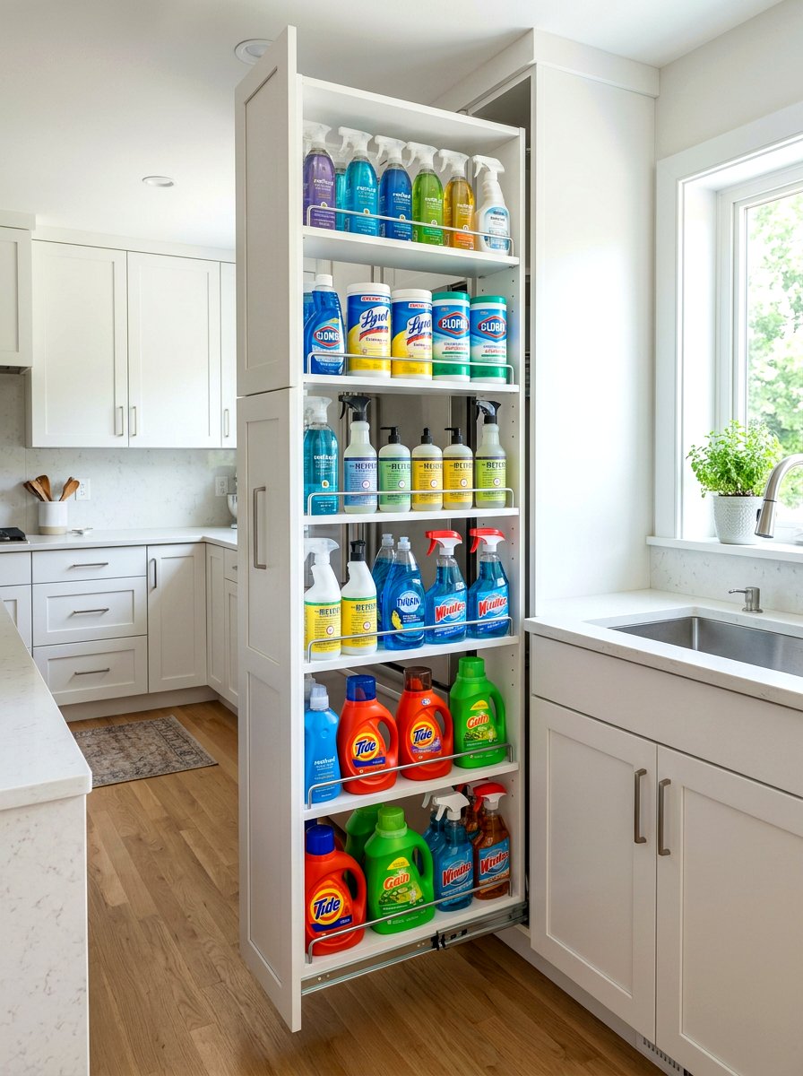 Vertical Pull Out Storage Tower - 30 under sink storage rental ideas