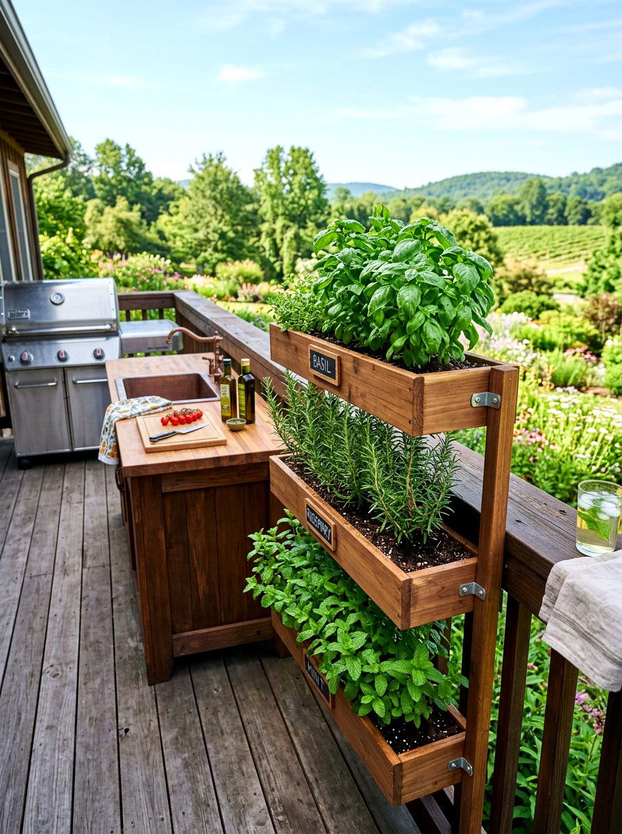 Vertical Railing Herb Garden - 30 railing planter box ideas