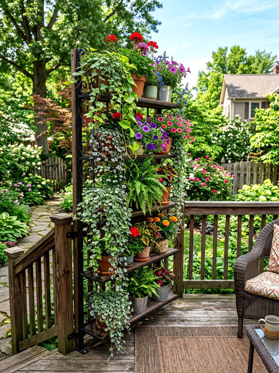 Vertical Railing Plant Stand - 30 deck railing planter ideas