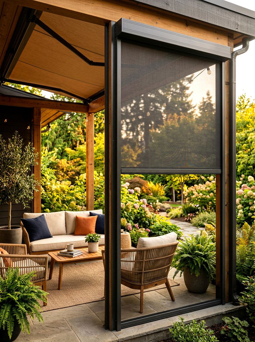 Vertical Retractable Shade - 30 retractable awning ideas