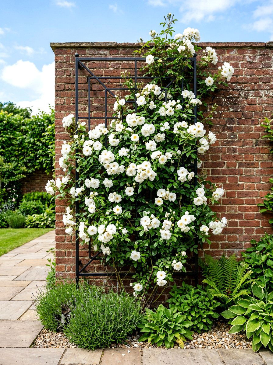 Vertical Rose Trellis - 30 backyard rose garden ideas