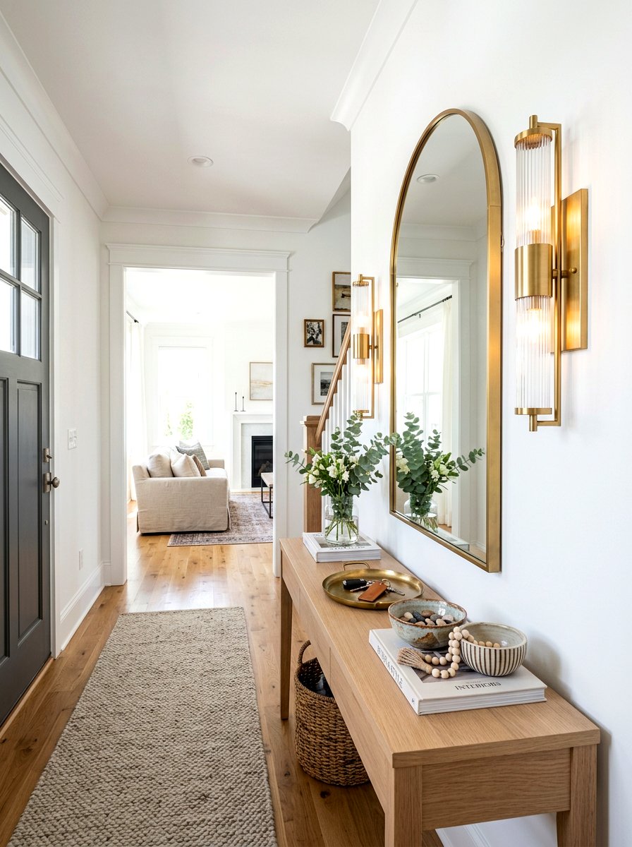 Vertical Sconce Beside Mirror - 30 layered lighting living room ideas