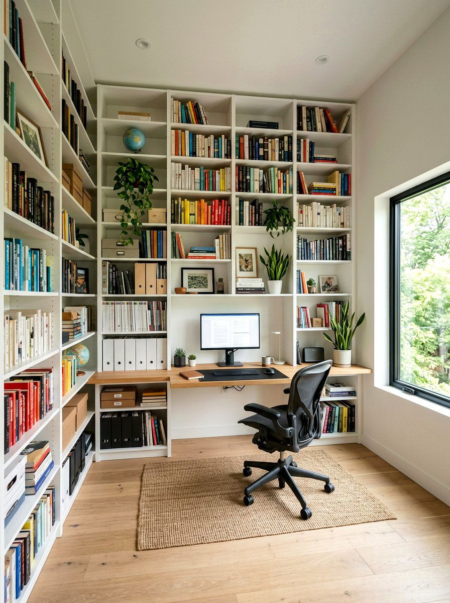 Vertical Shelf Home Office - 30 private study room ideas