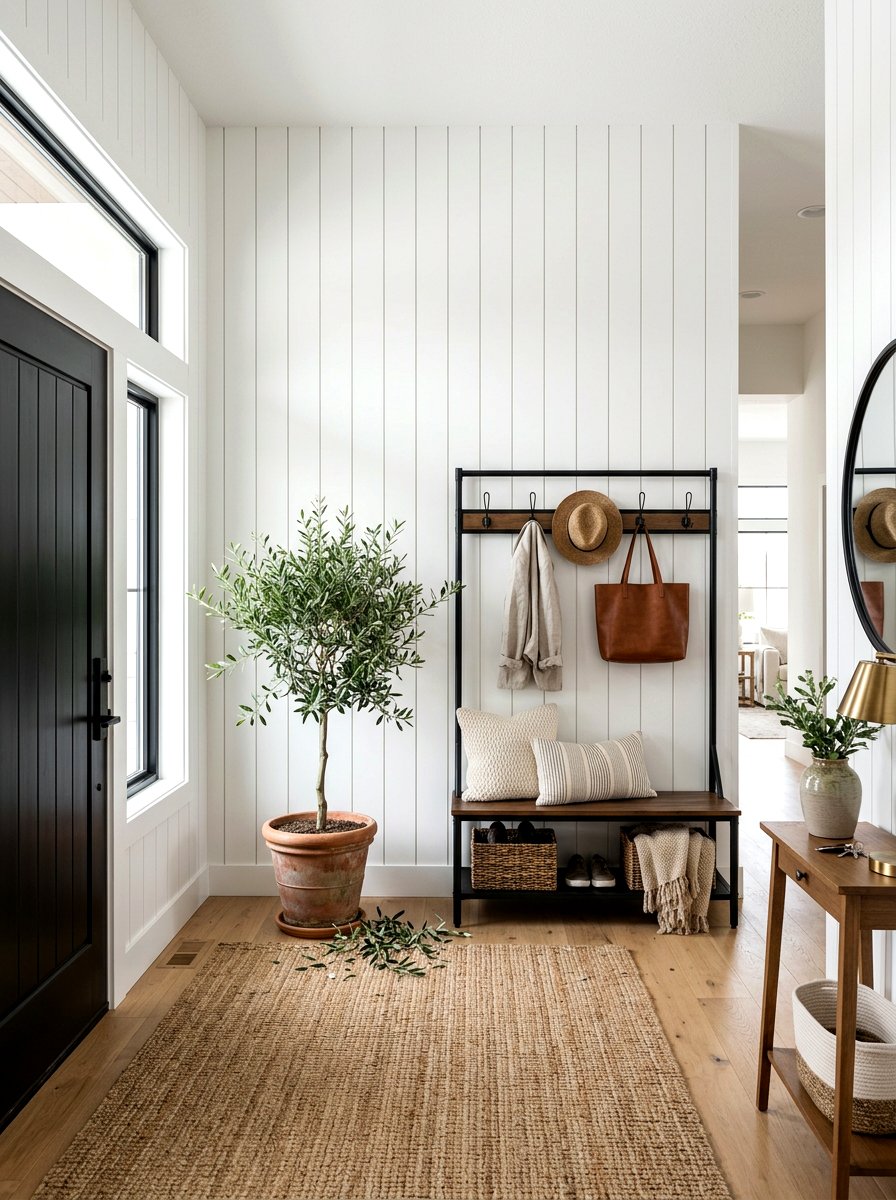 Vertical Shiplap Entry - 30 foyer accent wall ideas