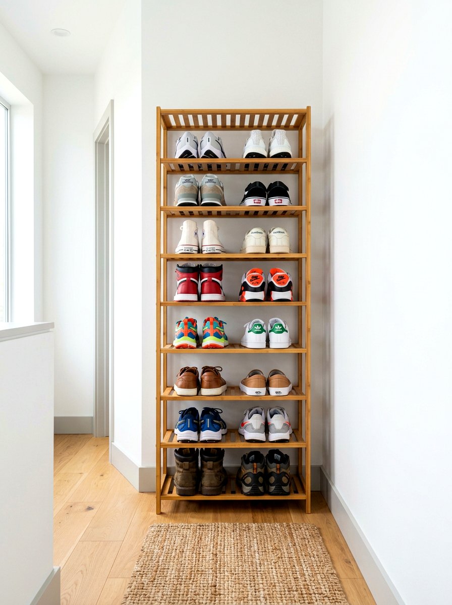 Vertical Shoe Rack - 30 mini mudroom apartment ideas