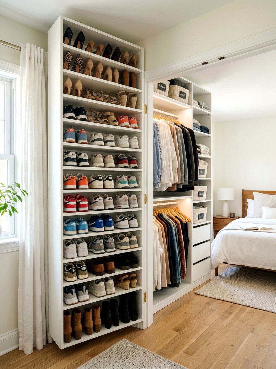 Vertical Shoe Rack - 30 bedroom storage ideas