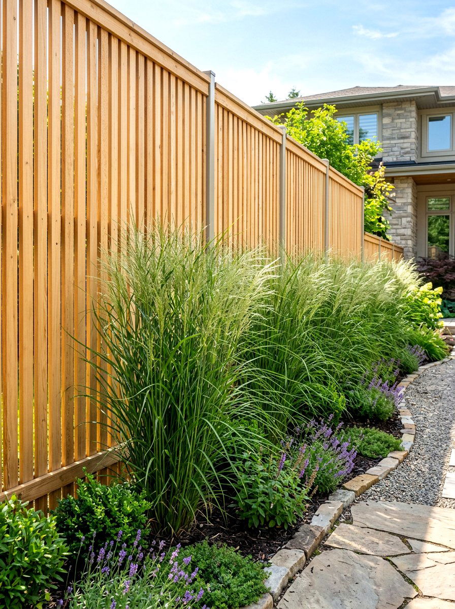 Vertical Slat Fence - 30 asymmetrical curb appeal ideas