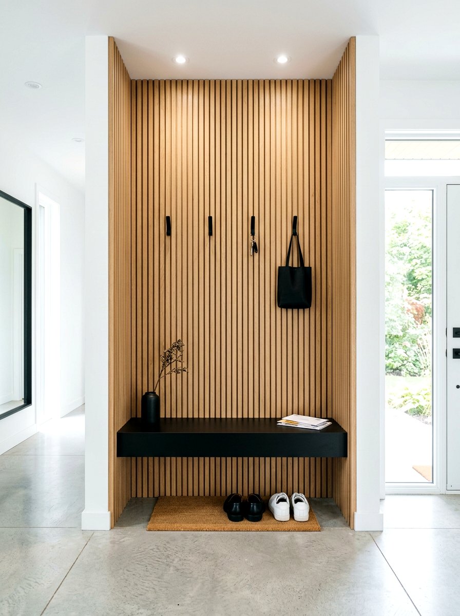 Vertical Slat Foyer Wall - 30 entry alcove ideas
