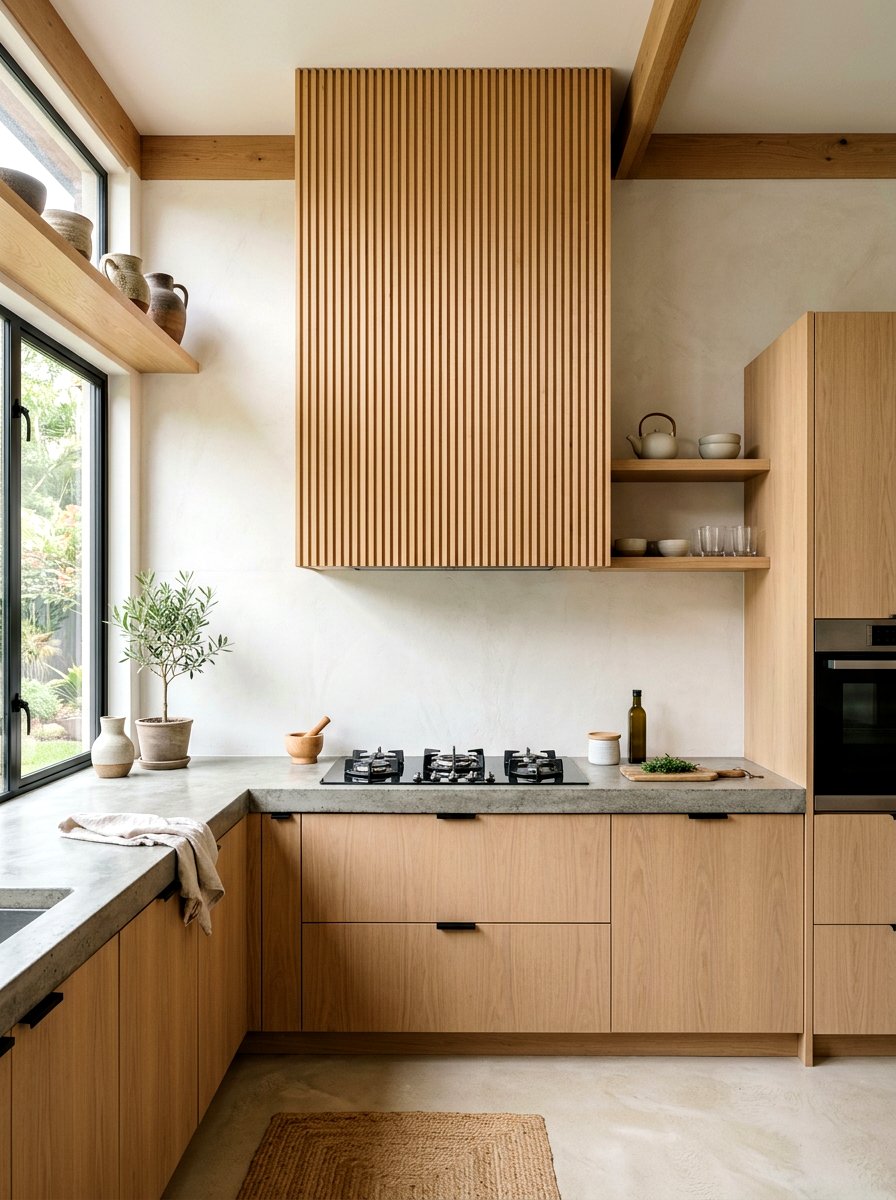 Vertical Slat Wood Hood - 30 paneled range hood ideas