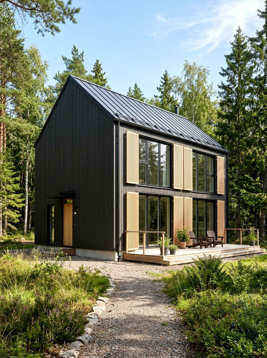 Vertical Slat Wood Shutters - 30 exterior shutters ideas