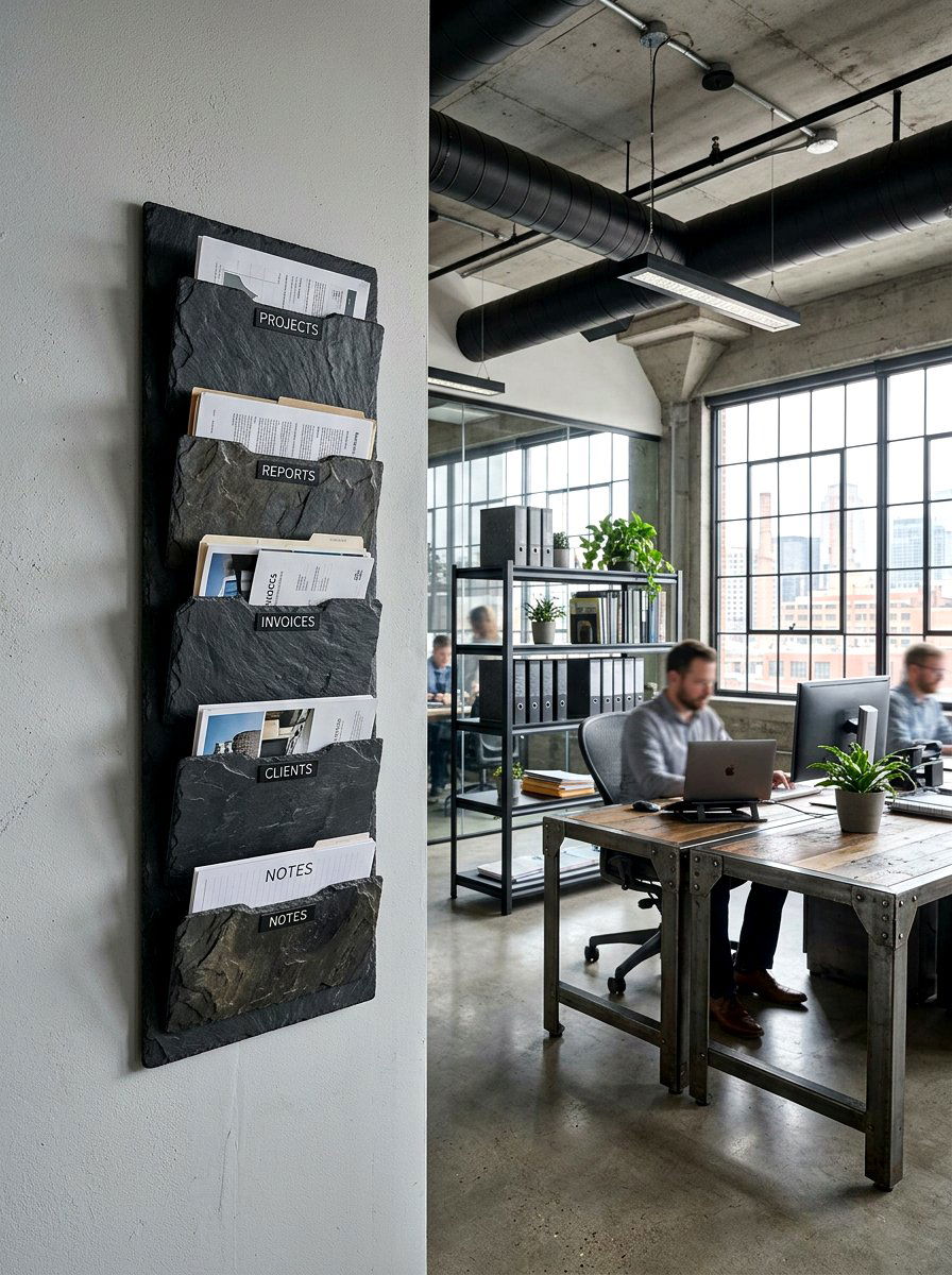 Vertical Slate Paper Holder - 30 paper file wall ideas