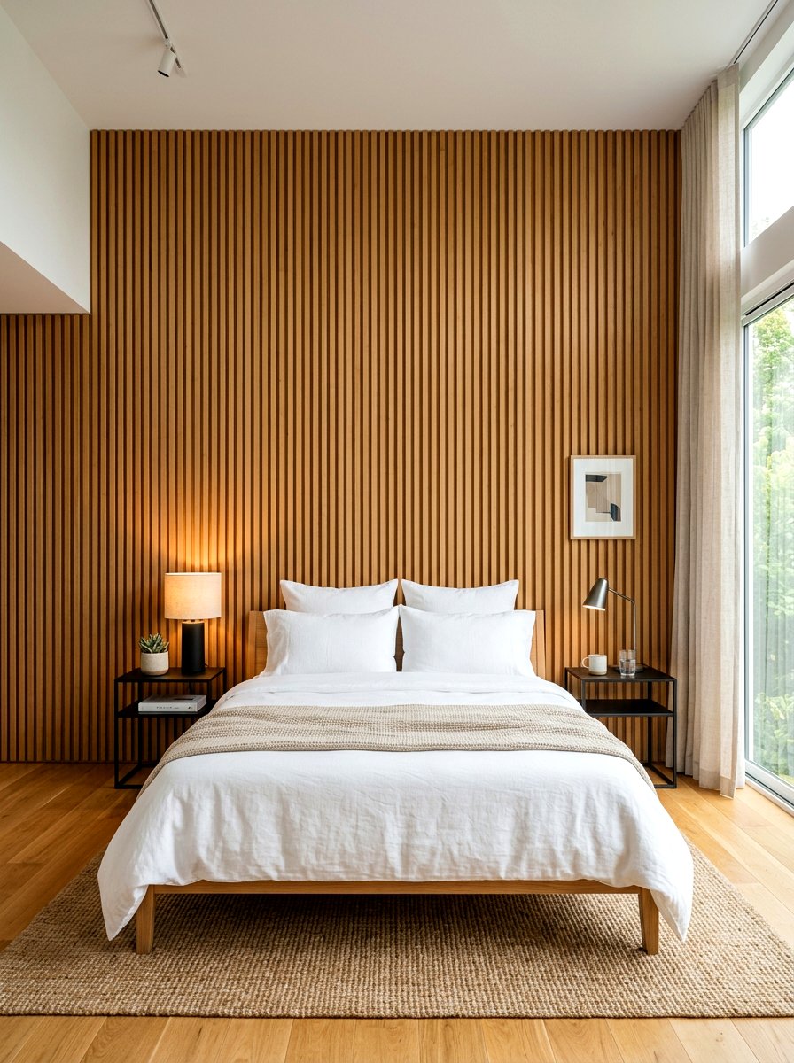 Vertical Slatted Wood Paneling - 30 minimalist teen room ideas