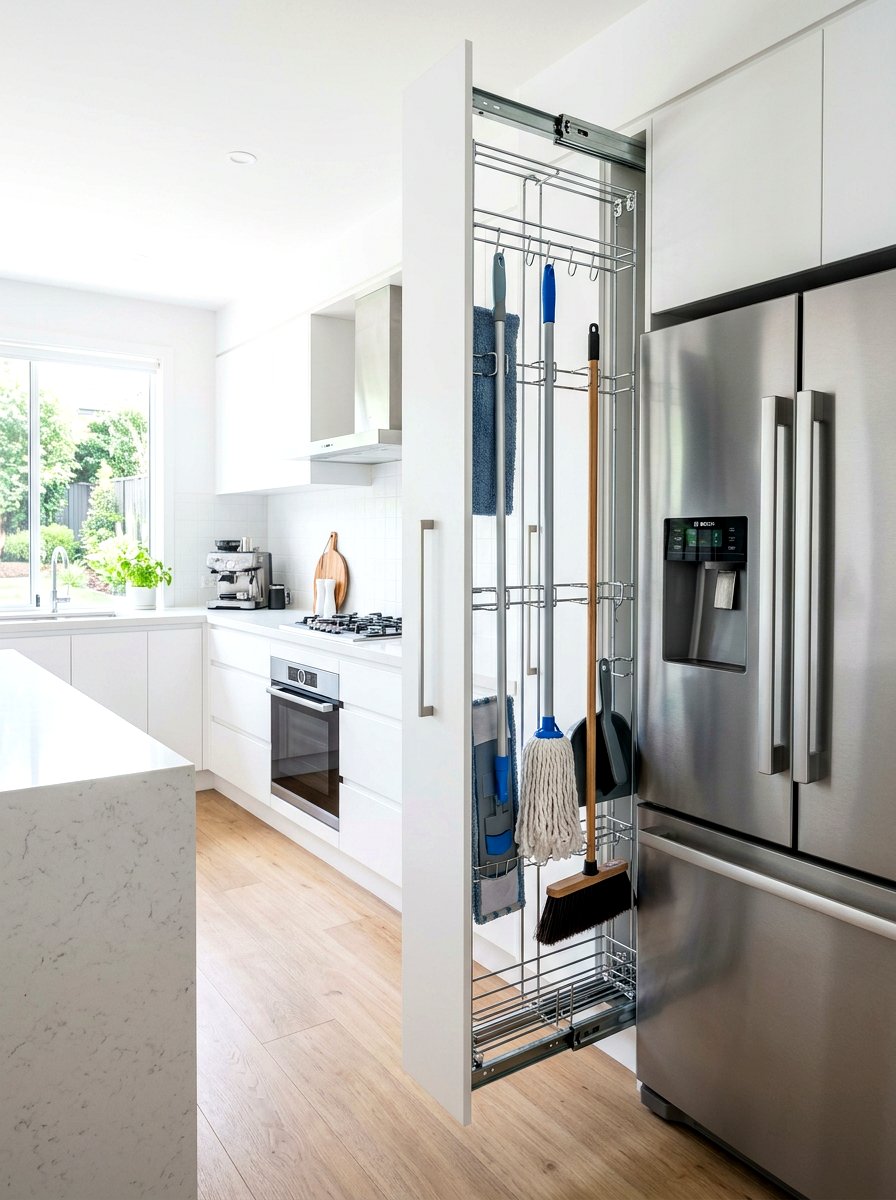Vertical Slide Out Rack - 30 mop broom storage ideas