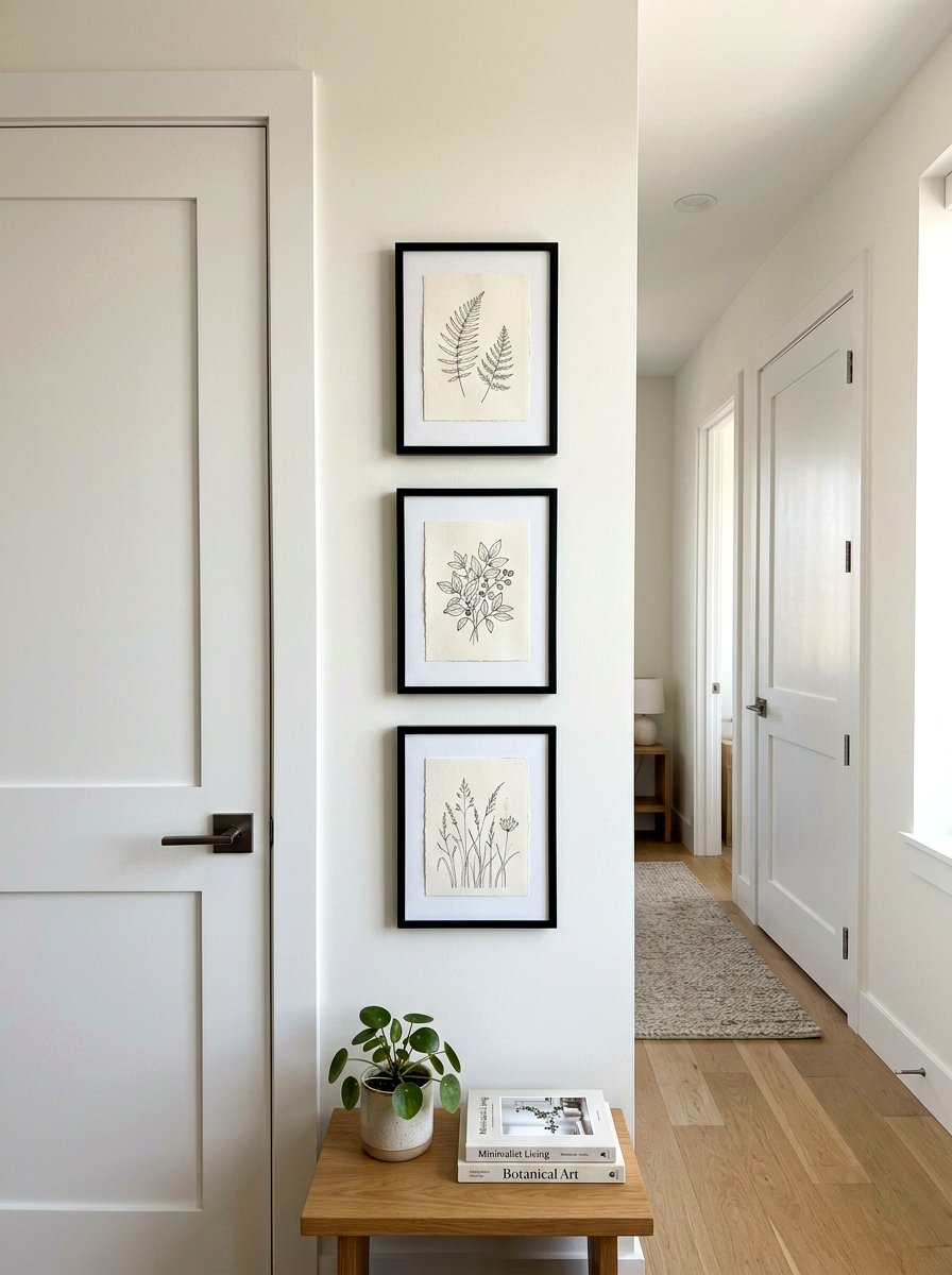 Vertical Slim Art Arrangement - 30 mini salon wall apartment ideas