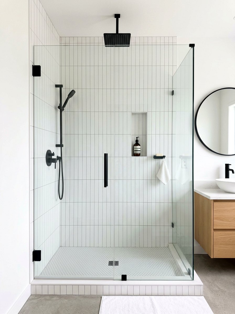 Vertical Stack Bond Subway Tile - 30 vertical tile shower ideas