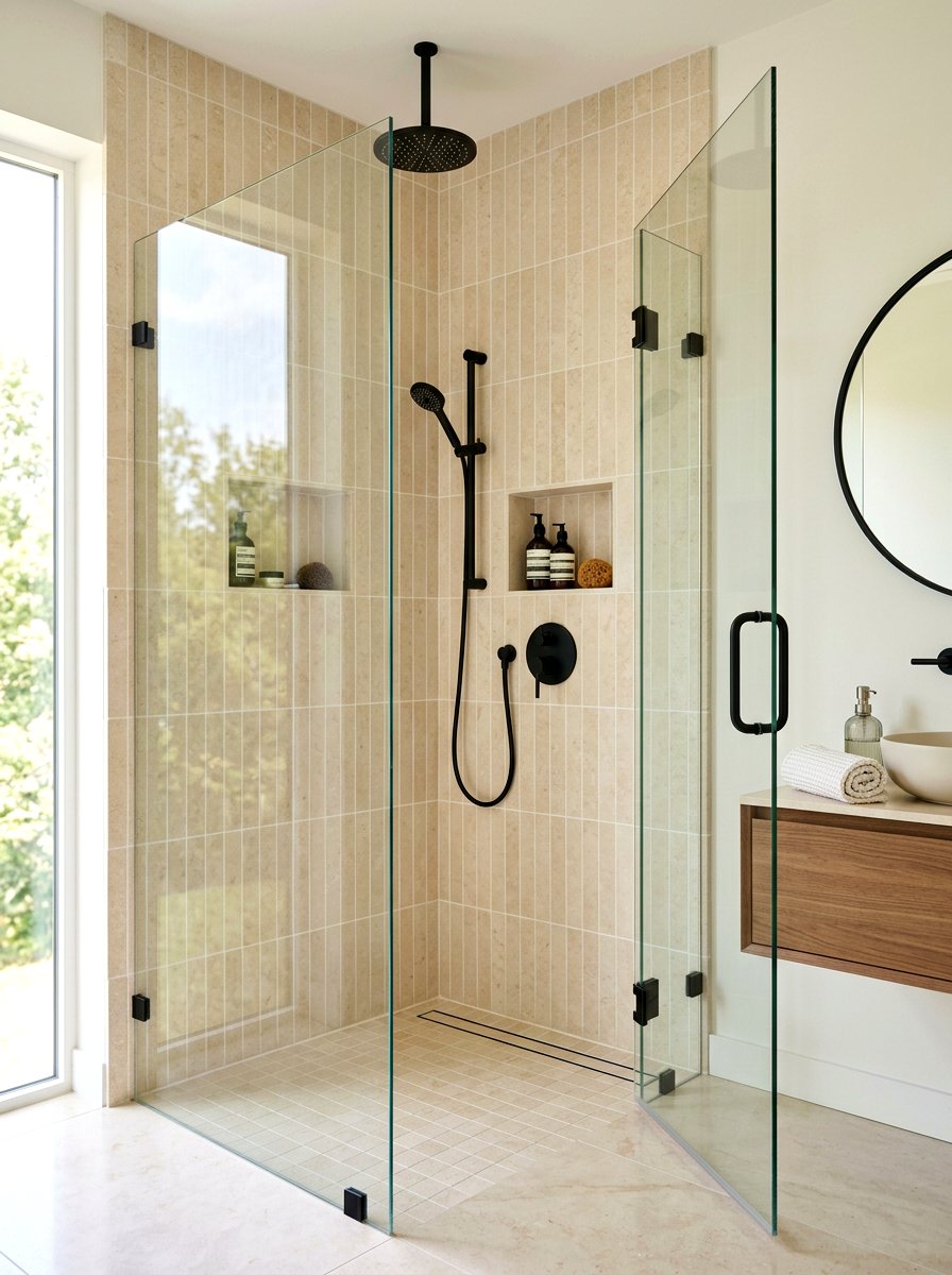 Vertical Stack Limestone Bathroom Tile - 30 limestone bathroom ideas