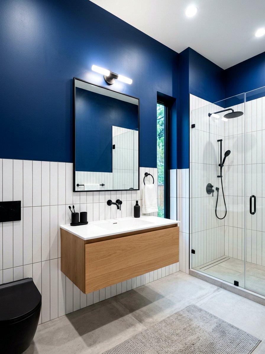 Vertical Stack Tile Bathroom - 30 half tiled bathroom ideas