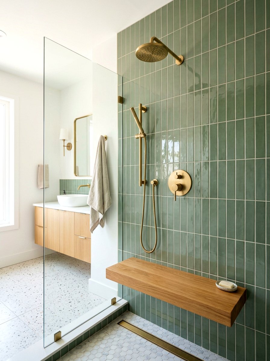 Vertical Stack Tile Wall - 30 spa shower ideas