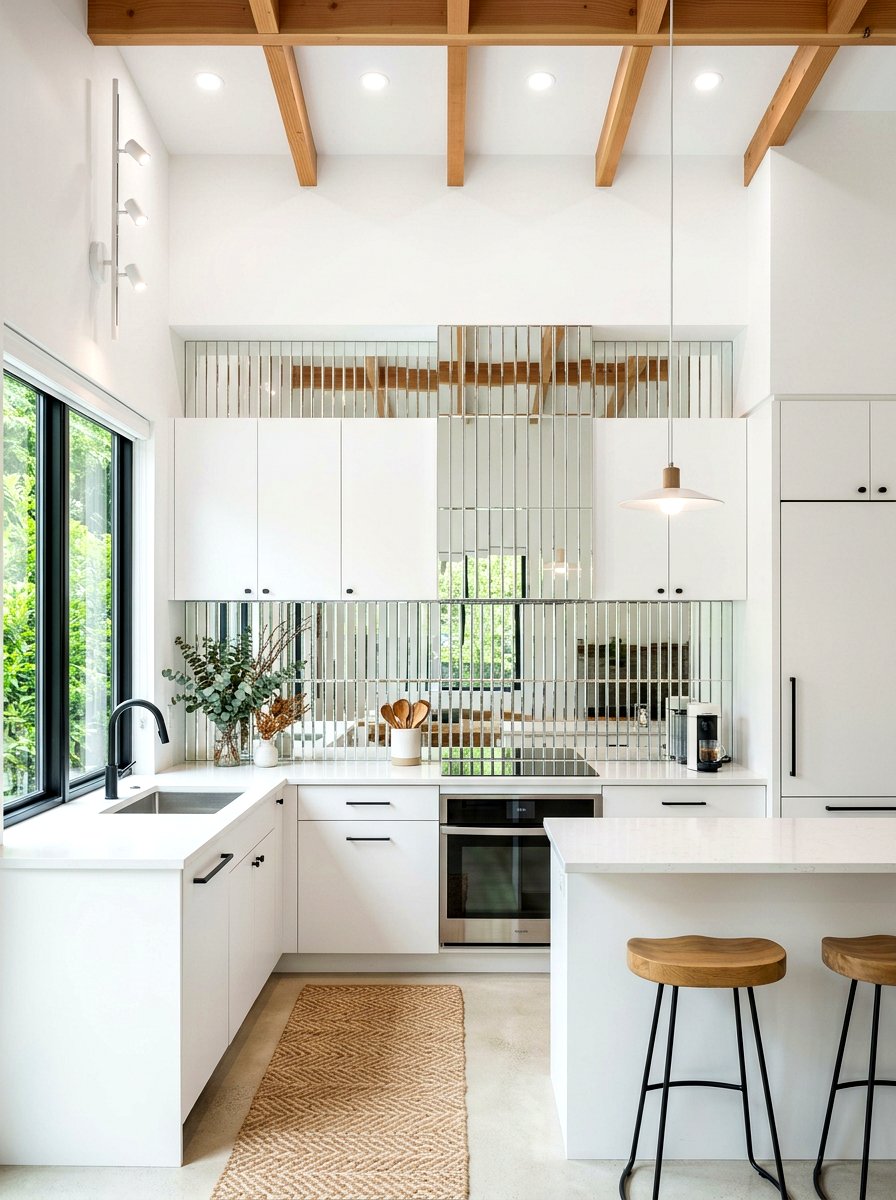 Vertical Stacked Mirror Tile - 30 mirror tile backsplash ideas