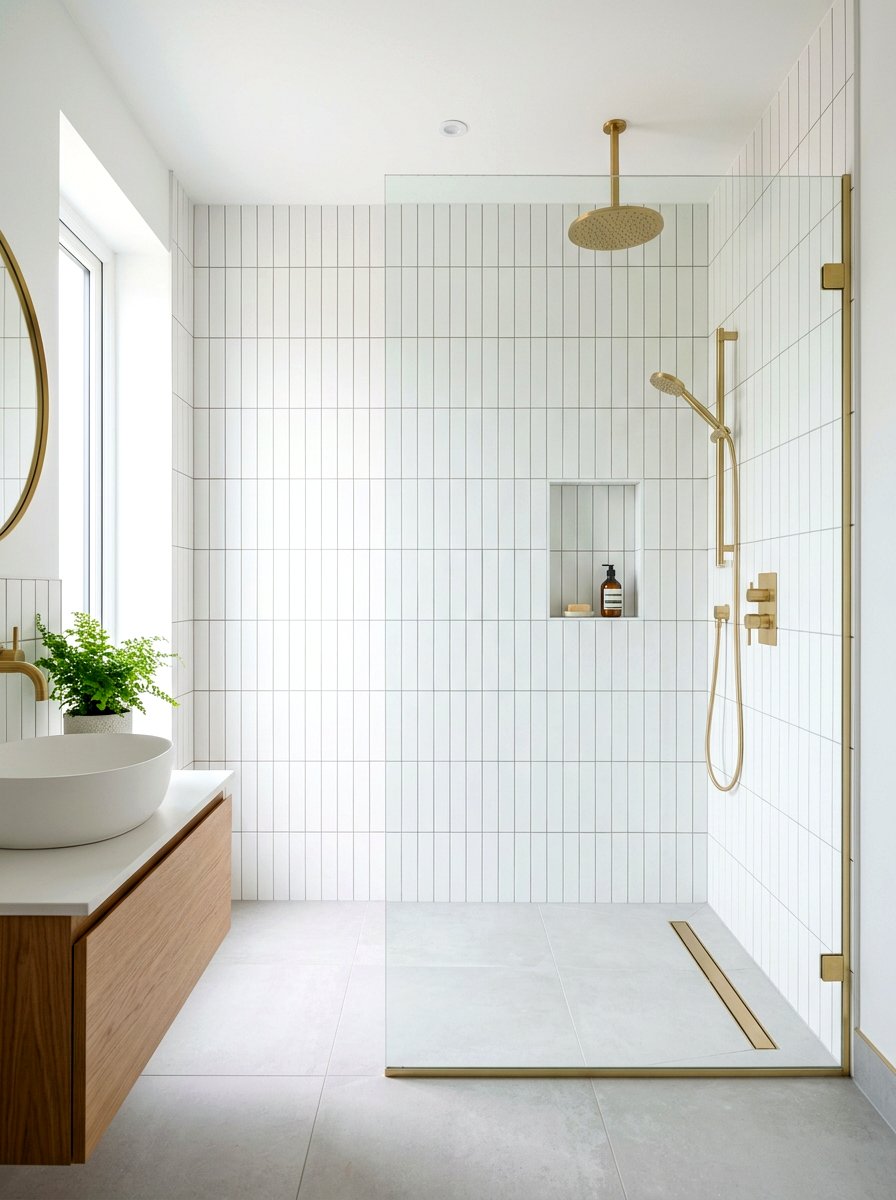 Vertical Stacked Subway Tile - 30 shower tile pattern ideas