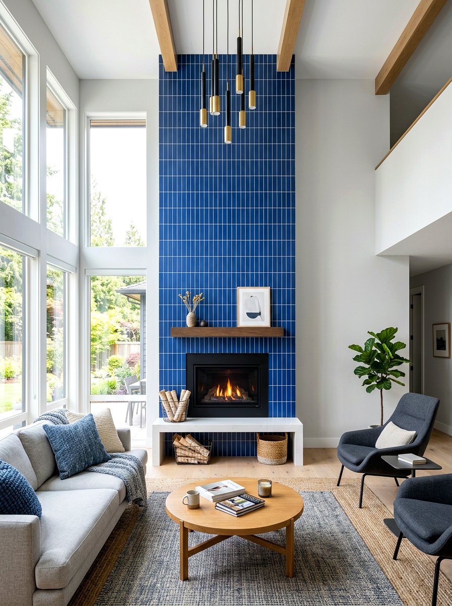Vertical Stacked Tile Fireplace - 30 family room fireplace ideas