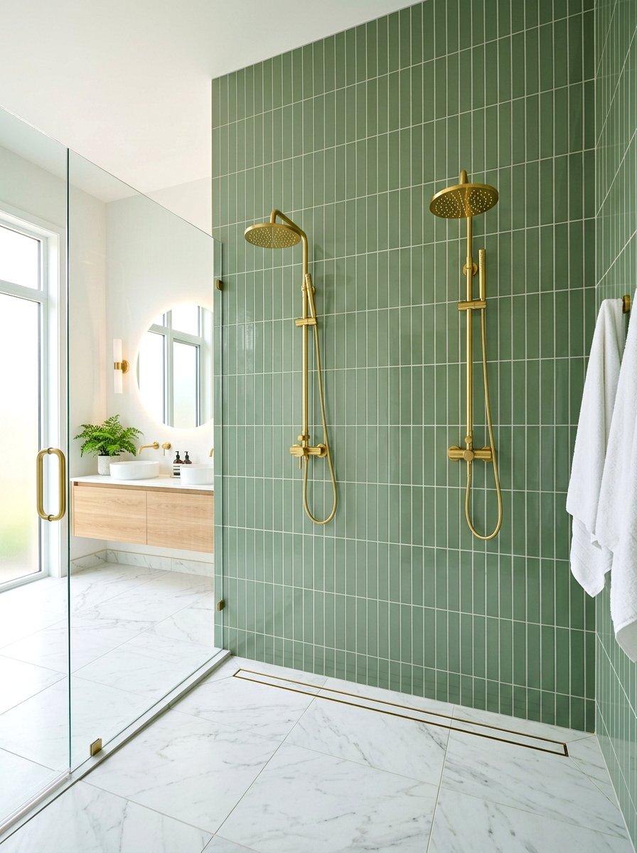 Vertical Stacked Tile Shower - 30 double shower wall ideas