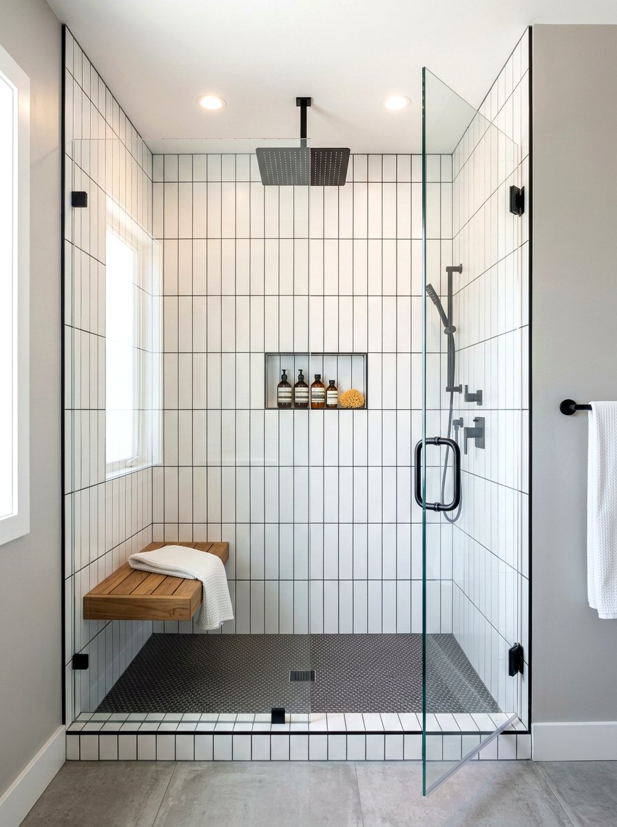 Vertical Stacked Tile Shower - 30 guest bathroom ideas