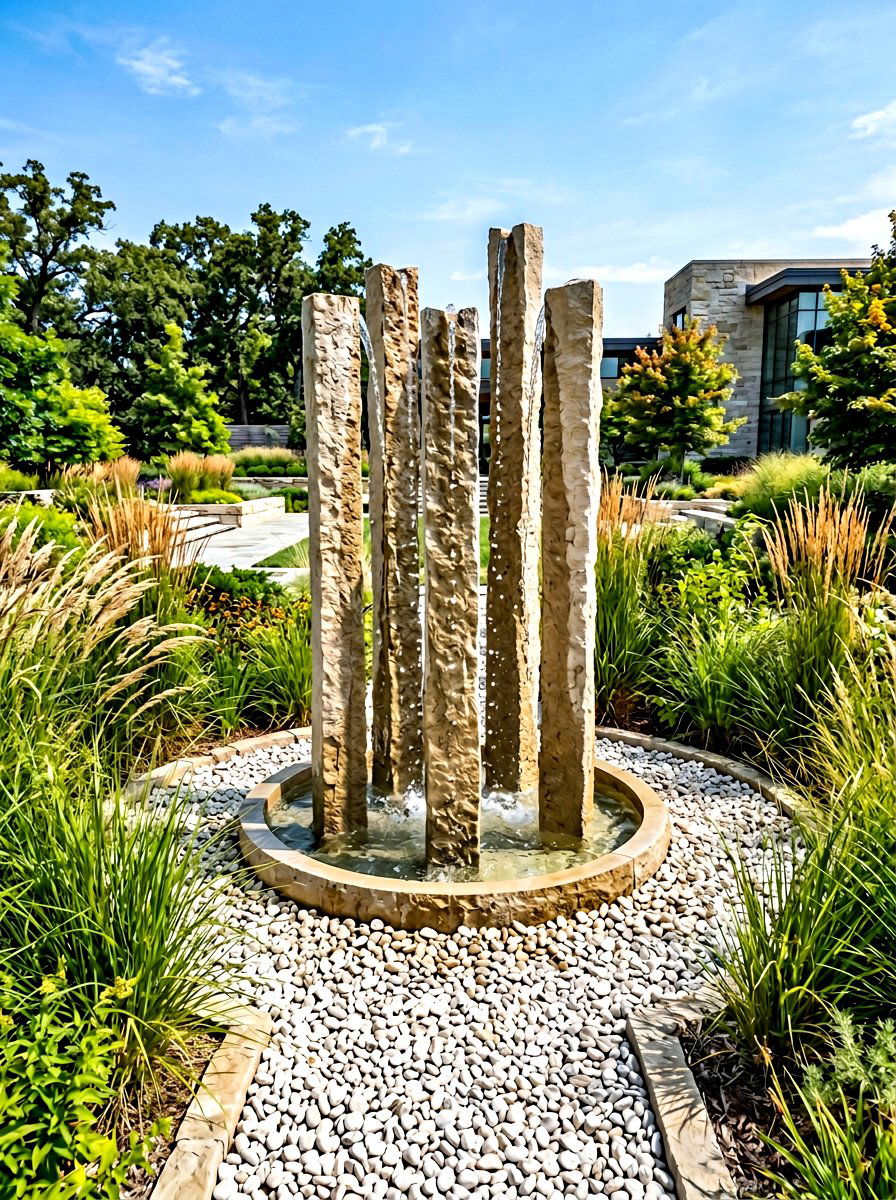 Vertical Stone Column - 30 bubbling rock fountain ideas