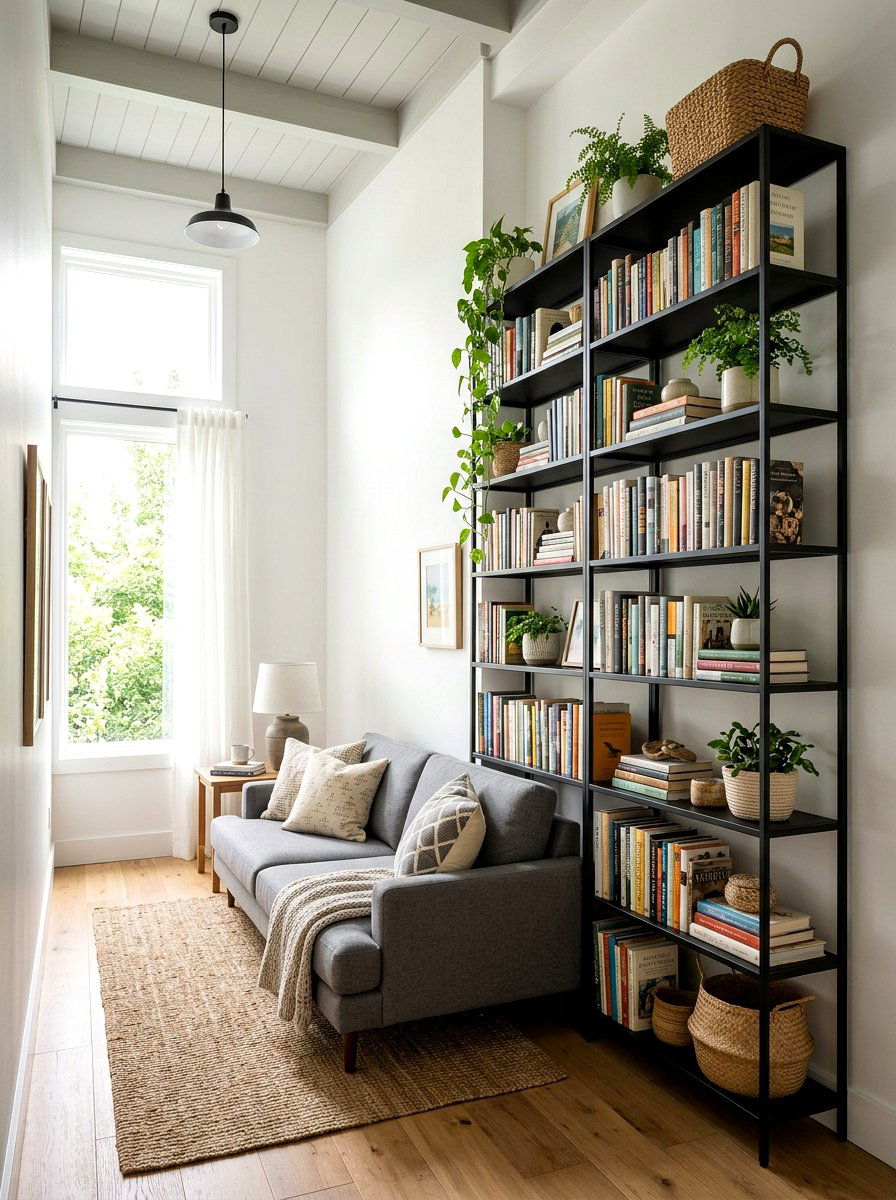 Vertical Storage - 30 narrow living room ideas