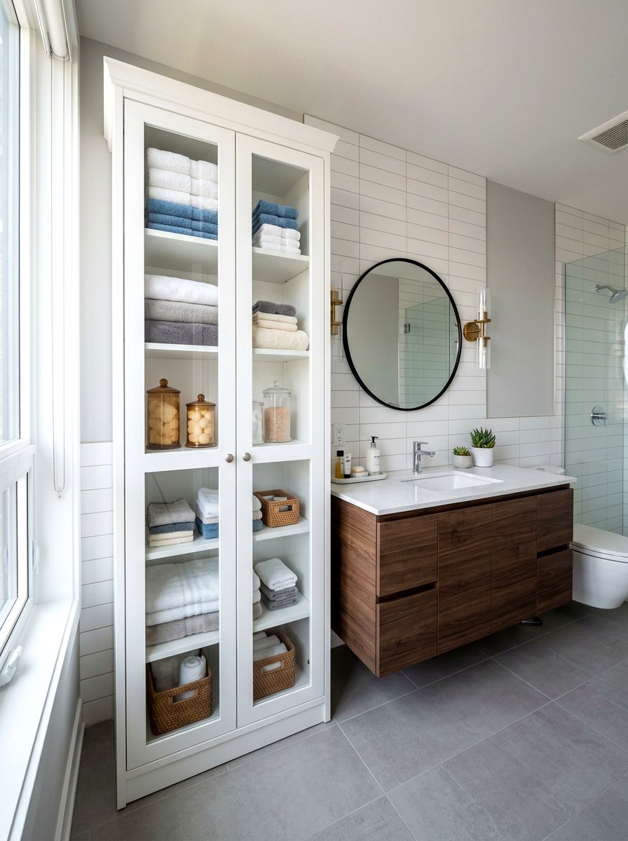 Vertical Storage Cabinet - 30 condo bathroom ideas