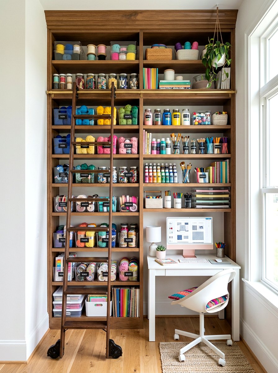 Vertical Storage Craft Nook - 30 crafting nook ideas