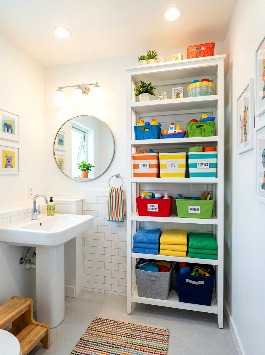Vertical Storage Kids Bathroom - 30 small kids bathroom ideas