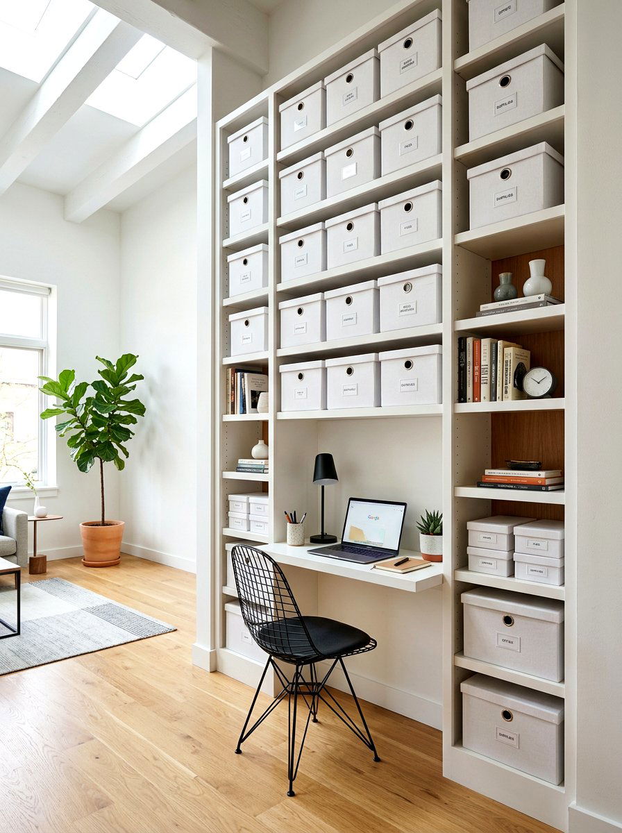 Vertical Storage Nook - 30 office nook apartment ideas