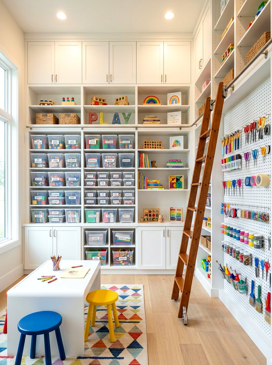 Vertical Storage Playroom - 30 small playroom ideas