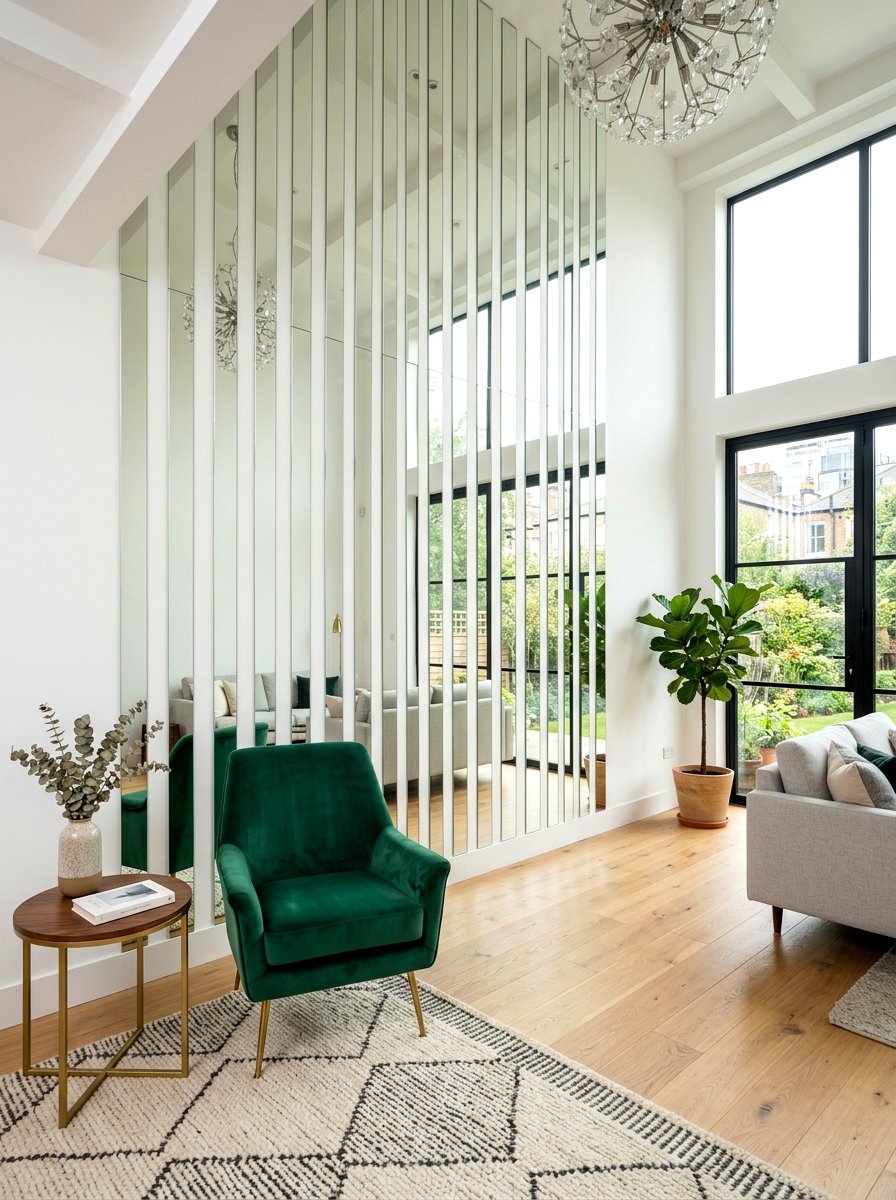 Vertical Strip Mirror Wall - 30 mirror wall small room ideas