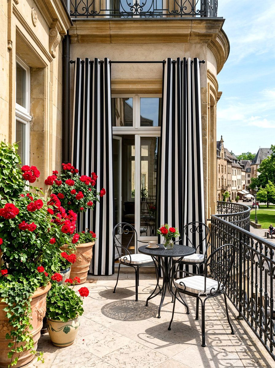 Vertical Stripe Balcony Curtains - 30 balcony privacy curtain ideas aesthetic