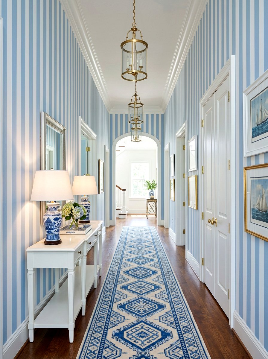 Vertical Stripe Foyer Wallpaper - 30 entry wallpaper ideas
