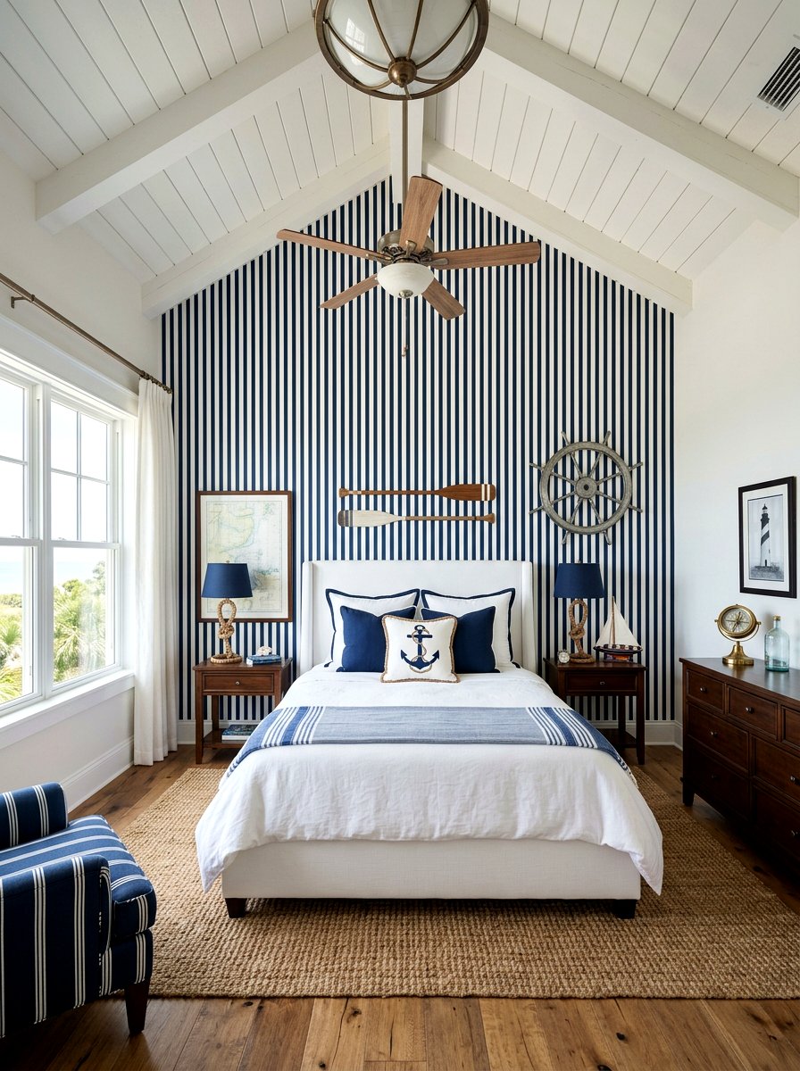 Vertical Stripe Headboard Wall - 30 painted headboard wall ideas