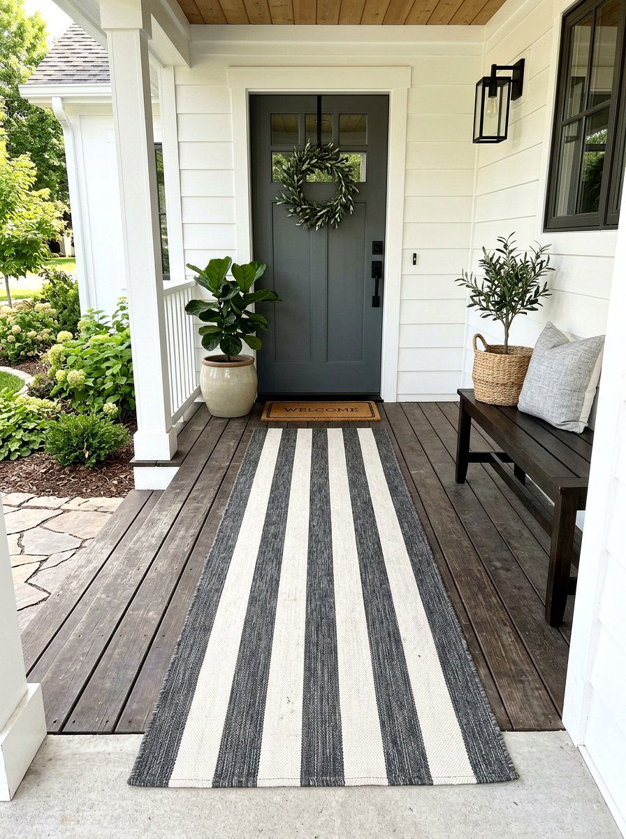 Vertical Stripe Porch Rug - 30 front porch rug ideas