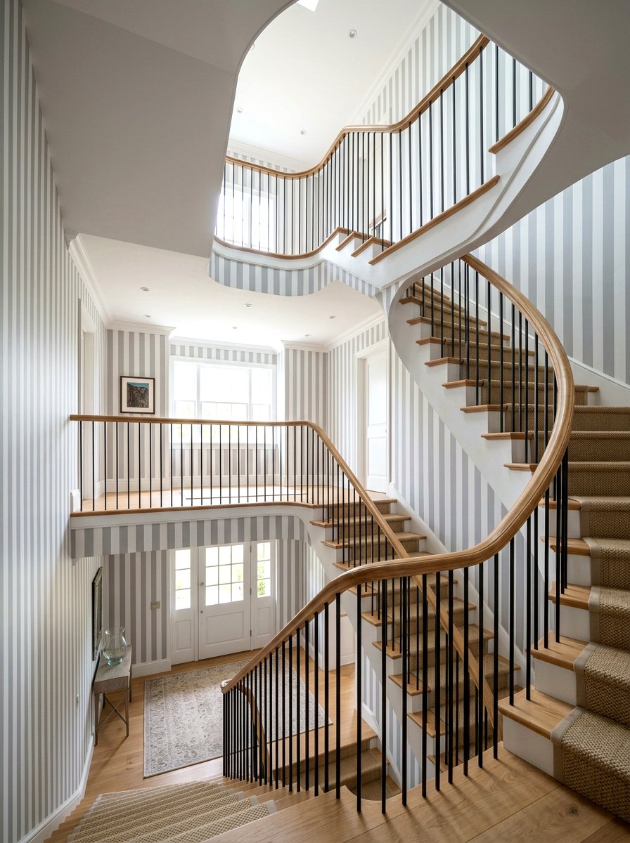 Vertical Stripe Stairwell - 30 wallpaper decor ideas
