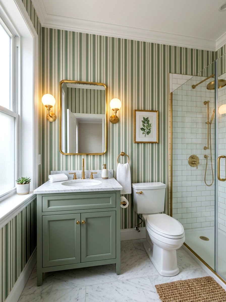 Vertical Stripe Wallpaper Bathroom - 30 bold stripe decor ideas