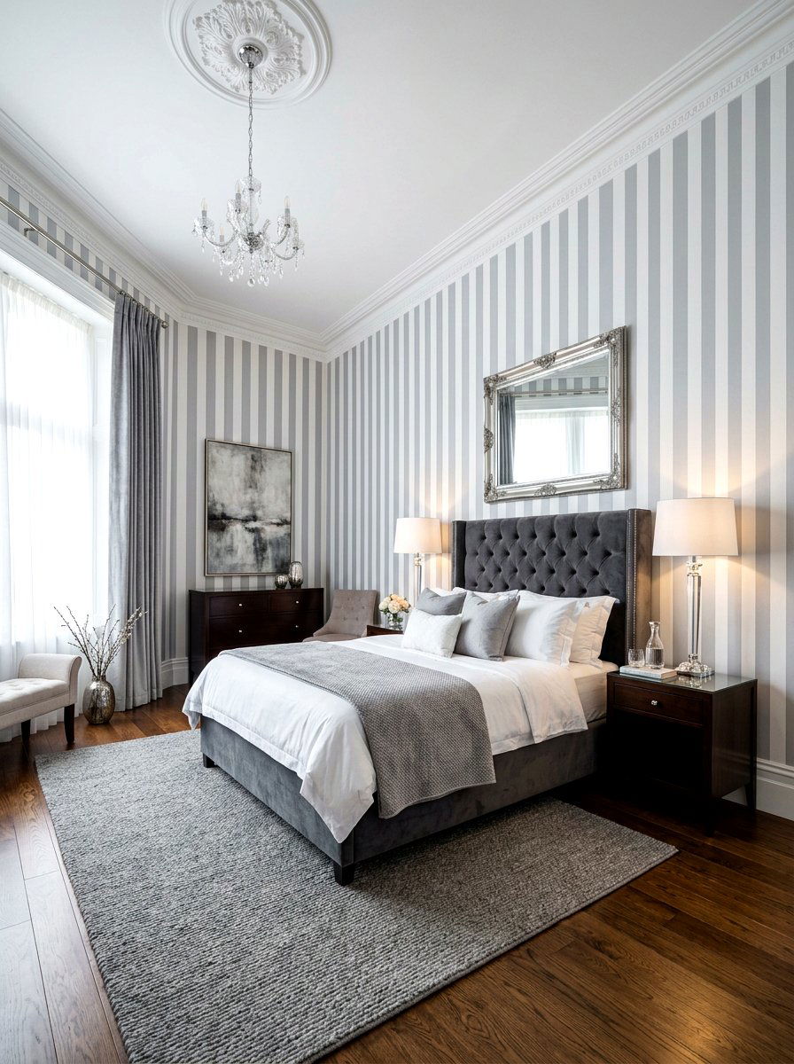 Vertical Stripe Wallpaper - 30 bedroom wallpaper accent ideas