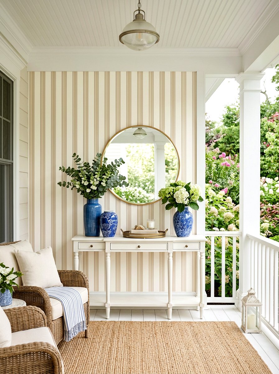 Vertical Striped Porch Wallpaper - 30 striped summer porch ideas