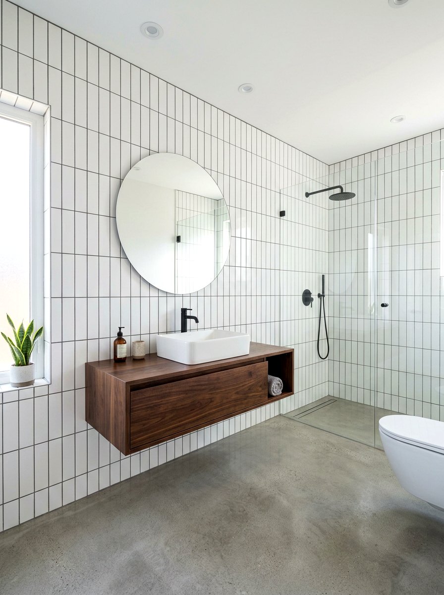 Vertical Subway Tile - 30 tiny powder bath ideas