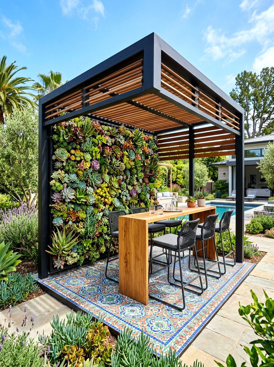 Vertical Succulent Garden - 30 gazebo privacy ideas