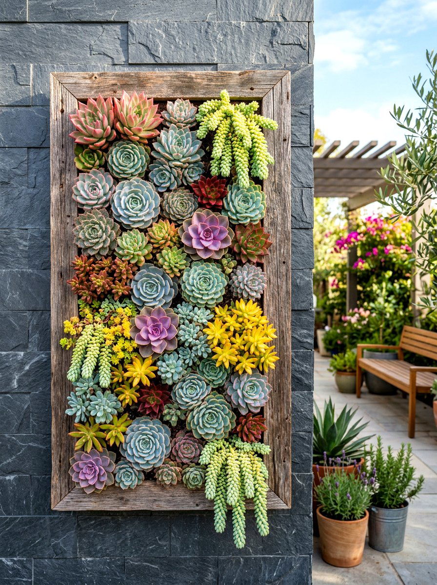 Vertical Succulent Garden - 30 wall garden planter ideas