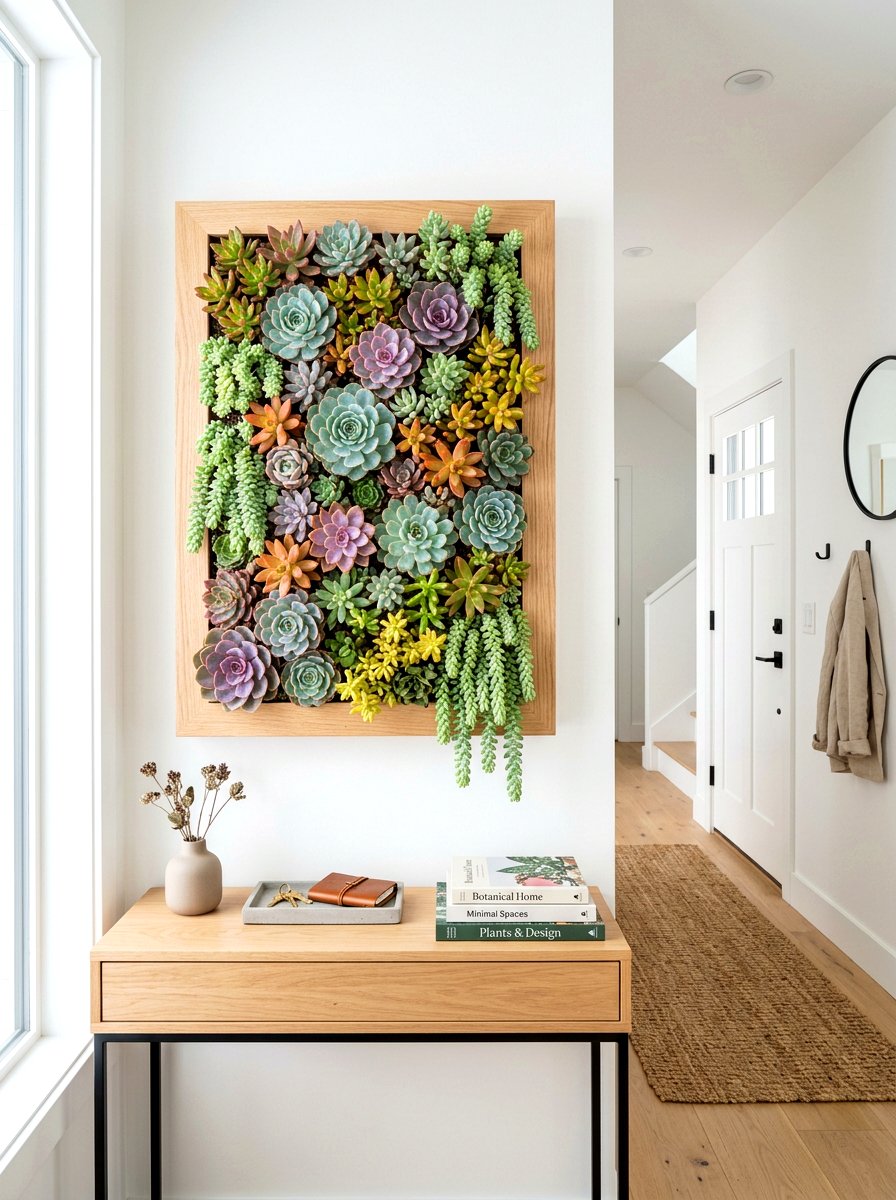 Vertical Succulent Garden Frame - 30 wall planter entryway ideas