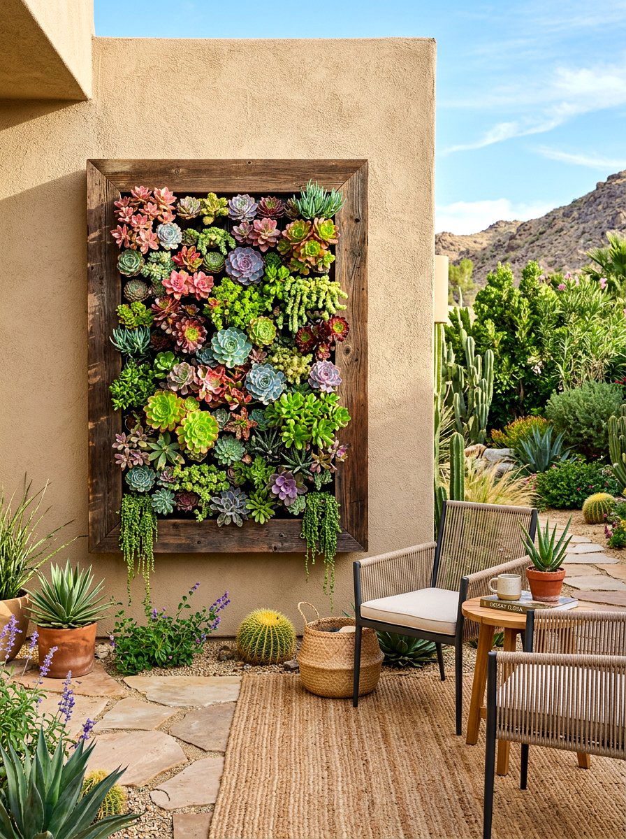 Vertical Succulent Garden - 30 backyard spa retreat ideas