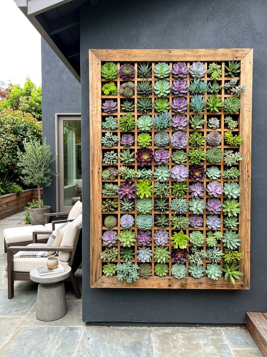 Vertical Succulent Wall - 30 modern backyard ideas